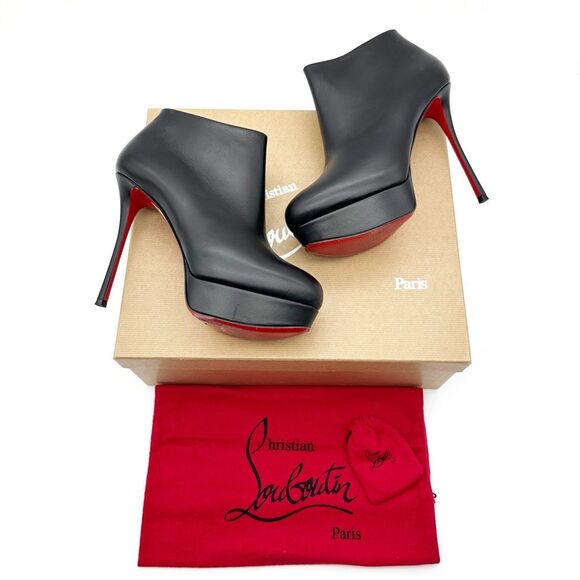 CHRISTIAN LOUBOUTIN Dirdibootie Leather Ankle Boot Size 39.5 US 9 Platform Dirdi - Picture 2 of 14